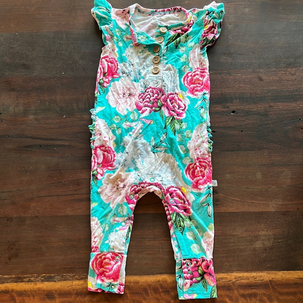 Posh Peanut Ruffle Cap Sleeve Romper Eloise